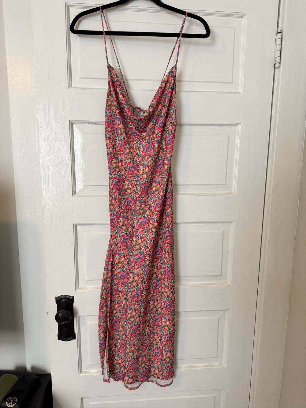 RESA Pink Floral Cowl Midi Slip Dress